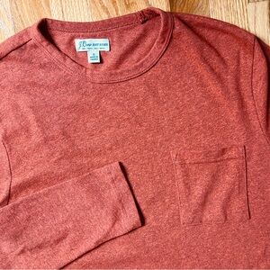 J. Crew Mens Small Orange Melange Cotton Blend Knit Long Sleeve Pocket Tee Shirt
